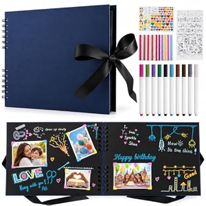 photo album 4x6 with 300 pockets linen hardcover slip-in photo album with memo writing space amp front window family baby wedding travel anniversary memory book black- 40 sheet