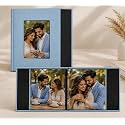 Photo Album 4x6 with 300 Pockets, Linen Hardcover Slip-In Photo Album with Memo Writing Space & Front Window, Family Baby Wedding Travel Anniversary Memory Book (Teal Blue- 100-Pocket)
