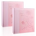Photo Album 8x10 2 Packs Clear Pages Pockets Leathe Cover Slip Slide in Photo Album Each Holds 50 Vertical 8x10 Photos Picture Book for Wedding Family (Pink)