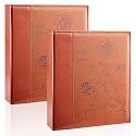 Photo Album 8x10 2 Packs Clear Pages Pockets Leathe Cover Slip Slide in Photo Album Each Holds 50 Vertical 8x10 Photos Picture Book for Wedding Family (Brown)