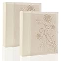 Photo Album 8x10 2 Packs Clear Pages Pockets Leathe Cover Slip Slide in Photo Album Each Holds 50 Vertical 8x10 Photos Picture Book for Wedding Family (Beige)