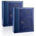 Photo Album 8x10 2 Packs Clear Pages Pockets Leathe Cover Slip Slide in Photo Album Each Holds 50 Vertical 8x10 Photos Picture Book for Wedding Family (Blue)