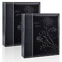 Photo Album 8x10 2 Packs Clear Pages Pockets Leathe Cover Slip Slide in Photo Album Each Holds 50 Vertical 8x10 Photos Picture Book for Wedding Family (Black)