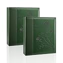 Photo Album 8x10 2 Packs Clear Pages Pockets Leathe Cover Slip Slide in Photo Album Each Holds 50 Vertical 8x10 Photos Picture Book for Wedding Family (Dark Green)