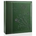 Photo Album 8x10 Clear Pages Pockets Leathe Cover Slip Slide in Photo Album Holds 50 Vertical 8x10 Photos Picture Book for Wedding Family (Dark Green)