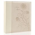 Photo Album 8x10 Clear Pages Pockets Leathe Cover Slip Slide in Photo Album Holds 100 Vertical 8x10 Photos Picture Book for Wedding Family (Beige)
