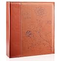 Photo Album 8x10 Clear Pages Pockets Leathe Cover Slip Slide in Photo Album Holds 100 Vertical 8x10 Photos Picture Book for Wedding Family (Brown)