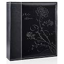 Photo Album 8x10 Clear Pages Pockets Leathe Cover Slip Slide in Photo Album Holds 50 Vertical 8x10 Photos Picture Book for Wedding Family (Black)