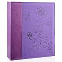 Photo Album 8x10 Clear Pages Pockets Leathe Cover Slip Slide in Photo Album Holds 50 Vertical 8x10 Photos Picture Book for Wedding Family (Purple)