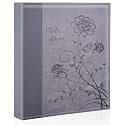 Photo Album 8x10 Clear Pages Pockets Leathe Cover Slip Slide in Photo Album Holds 100 Vertical 8x10 Photos Picture Book for Wedding Family (Grey)