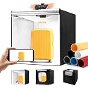 Photo Light Box, Portable 12/16/20/24/32 Inch Photo Studio Light Box, Shooting Tent Kit with 297 Light Beads and 6 Color Backdrops.Lightbox with 3 Stepless Dimming Light Boards for Studio Photography