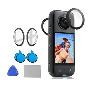 insta 360 x3 lens 2pcs dual lens protector guard sticky tempered for insta 360 action camera lens cover dust proof anti-strach protective insta 360 x3 lens