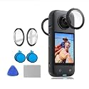 Insta 360 X3 Lens 2Pcs Dual Lens Protector Guard Sticky Tempered for Insta 360 Action Camera Lens Cover Dust Proof, Anti-Strach Protective (Insta 360 X3 Lens)