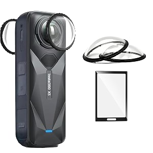 insta 360 x5 lens 2pcs dual lens and protector guard sticky tempered for insta 360 action camera lens cover dust proof anti-strach protective insta 360 x5 lens