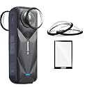 Insta 360 X5 Lens 2Pcs Dual Lens and Protector Guard Sticky Tempered for Insta 360 Action Camera Lens Cover Dust Proof, Anti-Strach Protective (Insta 360 X5 Lens)