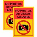 No Photos Or Videos Allowed Sign Sticker Board (20.5 x 14.5 CM) – Peel &amp; Stick or Screw Fixing – Pack of 2 (No Photos Or Videos Allowed, Medium -20.5 x 14.5 CM)
