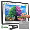 Phylosal Rechargeable A4 Light Pad with Carry Bag, Ultra-Thin Magnetic Tracing Light Box for Drawing, Diamond Art Painting Light Board with Side Button, Super Bright Light Table for Sketching (Black)