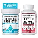 Physician's CHOICE Advanced Gut Health Bundle: 60 Billion Probiotic 60ct + Digestive Enzymes 180ct w/Bromelain+ Digestive, Gut, Immune Health Supports Occasional Constipation, Diarrhea, Gas, Bloating