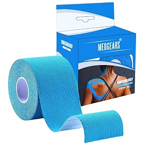 medgears premium kinesiology tape for athletes  strong adhesive sweat-resistant muscle support tape for sports injury joint stability amp recovery-blue