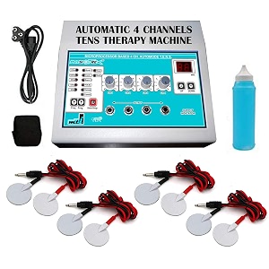 physiotrex physiotherapy equipments electrotherapy tens 4 channel auto mode machine for body pain relief with 1 year warranty amp free gel bottle massager  multicolour