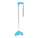 ¢ Quadripod ALUMINIUM Men/Women/Old People Walking Stick | For Elderly &amp; those Physically Challenged |Lightweight | Height Adjustable walking stick with 3 Legs - Universal (Blue/Silver)