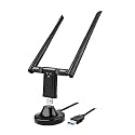 Pi+® (PiPlus®) USB WiFi Adapter for PC, 1200Mbps USB 3.0 Dual Band 2.4Ghz/5Ghz WiFi Dongle with Dual High Gain 5dBi Antenna and USB3.0 Dock Wireless Network Adapter for Desktop/Laptop Supports Windows/Mac OS/Ubuntu