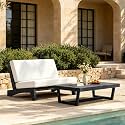 Pia Ricoo 2 Piece Patio Furniture Set, Outdoor Furniture Loveseat with Coffee Table &amp; Thick Cushions, All-Weather Outdoor Sofa for Backyard, Deck, Lawn, Beige, Dark Wood