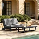 Pia Ricoo 2 Piece Patio Furniture Set, Outdoor Split Back Loveseat with Coffee Table &amp; Thick Cushions, All-Weather Outdoor Sofa for Backyard, Deck, Lawn, Gray, Dark Wood