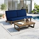 Pia Ricoo 2-Piece Patio Furniture Set, Outdoor Wood Sofa with Coffee Table, 4.5-Inch Thick Cushions, All-Weather Conversation Set for Backyard, Deck, Lawn - Navy