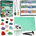 PIBEX Zodiac Stone Dig Kit, 12 Real Gems & Crystals, Topaz Necklace Pendant