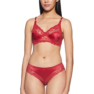 pibu women39s non wired bra with bikini panty comfort fit lace lingerie set red 32