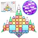 PicassoTiles 80 PCs Magnetic Tiles Travel Size Mini Version Building Block Construction Set for Kids Great Gift Ages 3+ Boys &amp; Girls Preschool Kindergarten Montessori Playing Toys Stacking Fun PTM80