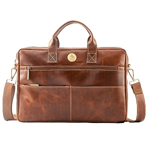 picco massimo leather laptop bag  leather messenger bag  padded 14-inch laptop compartment for men39s and women  buy formal handbags with convenient storage for office use - cognac