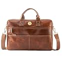 PICCO MASSIMO Leather Laptop Bag | Leather Messenger Bag | Padded 14-inch Laptop Compartment for Men's and Women | Buy Formal Handbags with Convenient Storage for Office Use - (COGNAC)