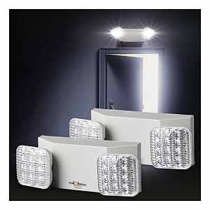 pick ur needs led emergency exit light fixture adjustable 2400mah wall-mounted lamp for residential commercial garage and basement use white pack of 2
