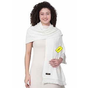 pick ur needs womens premium knitted winter soft shawl woolen warm stole with elegant lace pattern amp tassels for girls