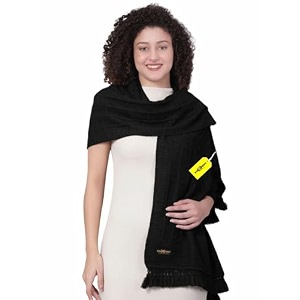 pick ur needs womens premium knitted winter soft shawl woolen warm stole with elegant lace pattern amp tassels for girls