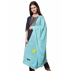 pick ur needs womens premium knitted winter soft shawl woolen warm stole with elegant lace pattern amp tassels for girls