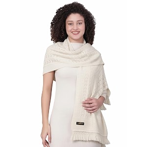 pick ur needs womens premium knitted winter soft shawl woolen warm stole with elegant lace pattern amp tassels for girls