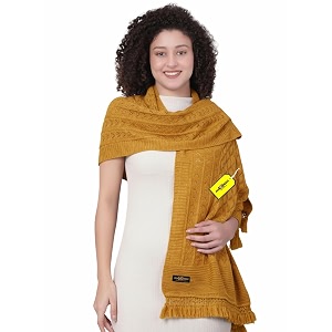pick ur needs womens premium knitted winter soft shawl woolen warm stole with elegant lace pattern amp tassels for girls