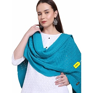 pick ur needs womens premium knitted winter soft shawl woolen warm stole with elegant lace pattern amp tassels for girls