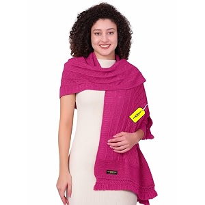 pick ur needs womens premium knitted winter soft shawl woolen warm stole with elegant lace pattern amp tassels for girls