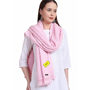 pick ur needs womens premium knitted winter soft shawl woolen warm stole with elegant lace pattern amp tassels for girls
