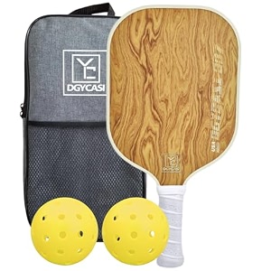 pickleball paddles set of 1 usapa approved pickleball set fiberglass lightweight rackets 1 pack 1 outdoor 2 indoor pickleball balls 1 bag for women men wood grain 1pc
