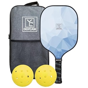 pickleball paddles set of 1 usapa approved pickleball set fiberglass lightweight rackets 1 pack 1 outdoor 2 indoor pickleball balls 1 bag for women men blue 1pc