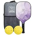 Pickleball Paddles Set of 1, USAPA Approved Pickleball Set, Fiberglass Lightweight Rackets 1 Pack, 1 Outdoor, 2 Indoor Pickleball Balls, 1 Bag for Women Men, (Purple 1Pc)