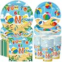 Pickmesh 250 Pcs Beach Ball Party Supplies Summer Beach Ball 1st Birthday Paper Plates Napkins and Cups Disposable Tableware Set Fun to Be One Party Decor for Hawaiian Pool First Birthday Serve 50