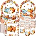 Pickmesh 250Pcs Fall Party Supplies Autumn Plates Napkins and Cups Serve 50