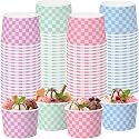 Pickmesh 80 Pcs Checkered Paper Ice Cream Cup 9 oz Classroom Party Supplies