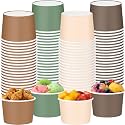 Pickmesh 80 Pcs Jungle Safari Paper Ice Cream Cups 9 oz Woodland Brown Green Forest Animal Theme Disposable Dessert Bowls Snack Paper Cups for Birthday Baby Shower Neutral Safari Party Supplies